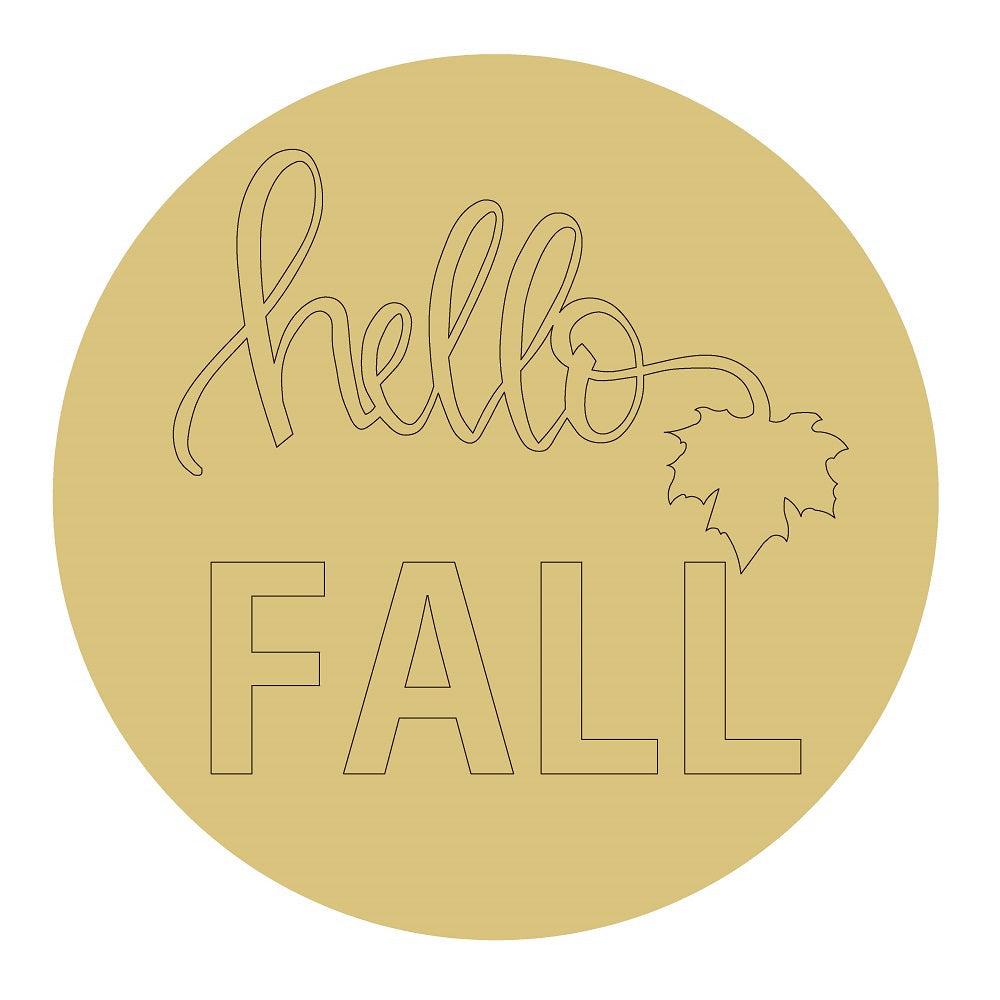 Design By Line Round MDF Cutout Hello Fall - Unfinished For DIY