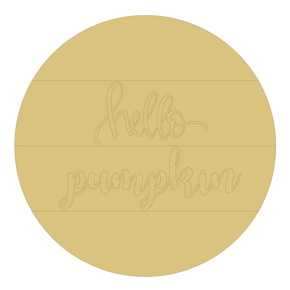 Design By Line Round MDF Cutout Hello Pumpkin - Unfinished For DIY