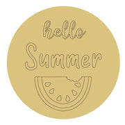 Design By Line Round MDF Cutout Hello Summer With Watermelon - Unfinished For DIY