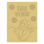 Design By Line Rectangle MDF Cutout Hello Winter Penguin Scene With Snowflakes - Unfinished For DIY