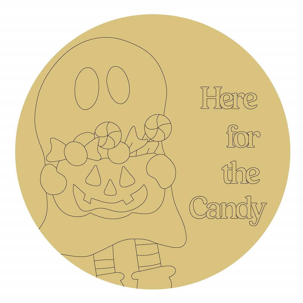 Design By Line Round Ghost MDF Cutout Here For The Candy - Unfinished For DIY