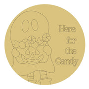 Design By Line Round Ghost MDF Cutout Here For The Candy - Unfinished For DIY