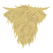 Design By Line Highland Cow Silhouette MDF Cutout Face Outline - Unfinished For DIY