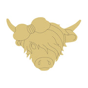 Design By Line Cow Head Silhouette MDF Cutout Highlander - Unfinished For DIY
