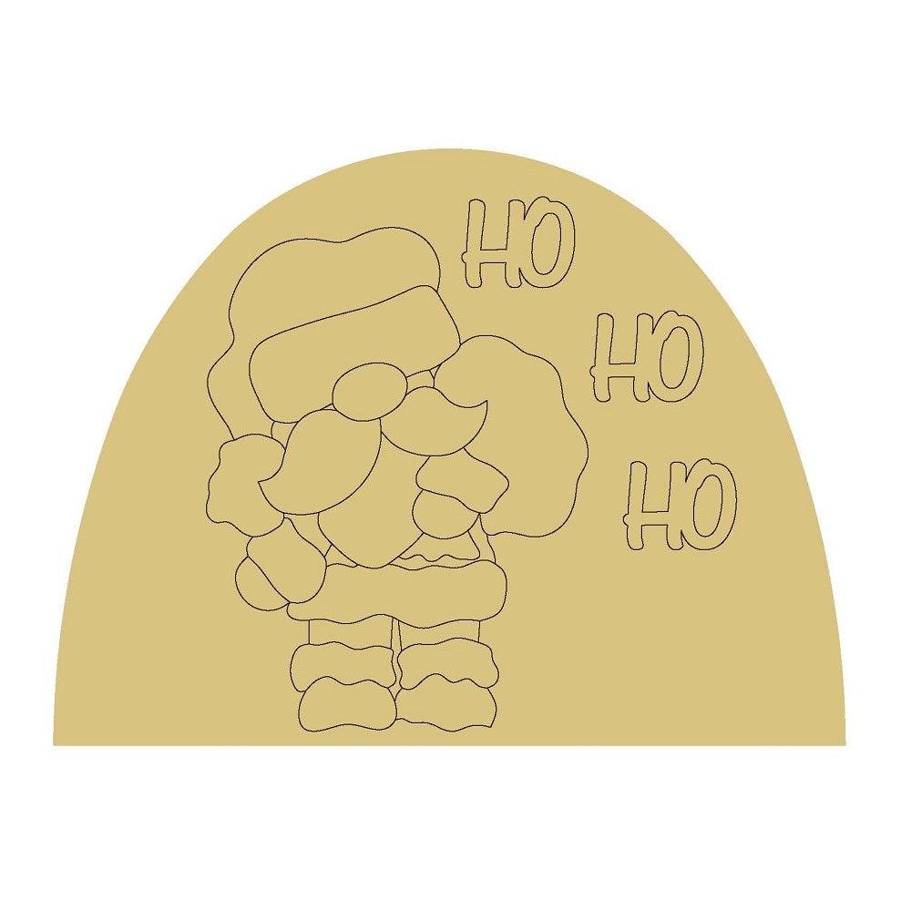 Design By Line Semi-Circle MDF Cutout Santa Ho Ho Ho Silhouette - Unfinished For DIY