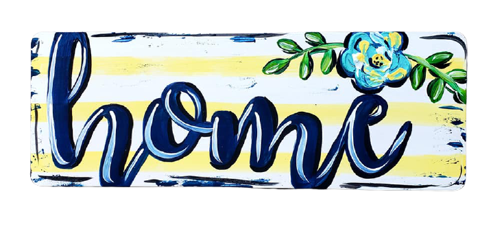 Design By Line Rectangle MDF Cutout Home Script With Floral Accent - Unfinished For DIY