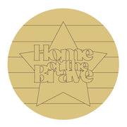Design By Line Round MDF Cutout Star Home Of The Brave - Unfinished For DIY