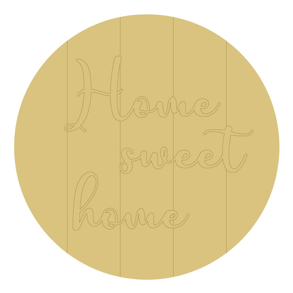 Design By Line Round MDF Cutout Home Sweet Home With Lines - Unfinished For DIY