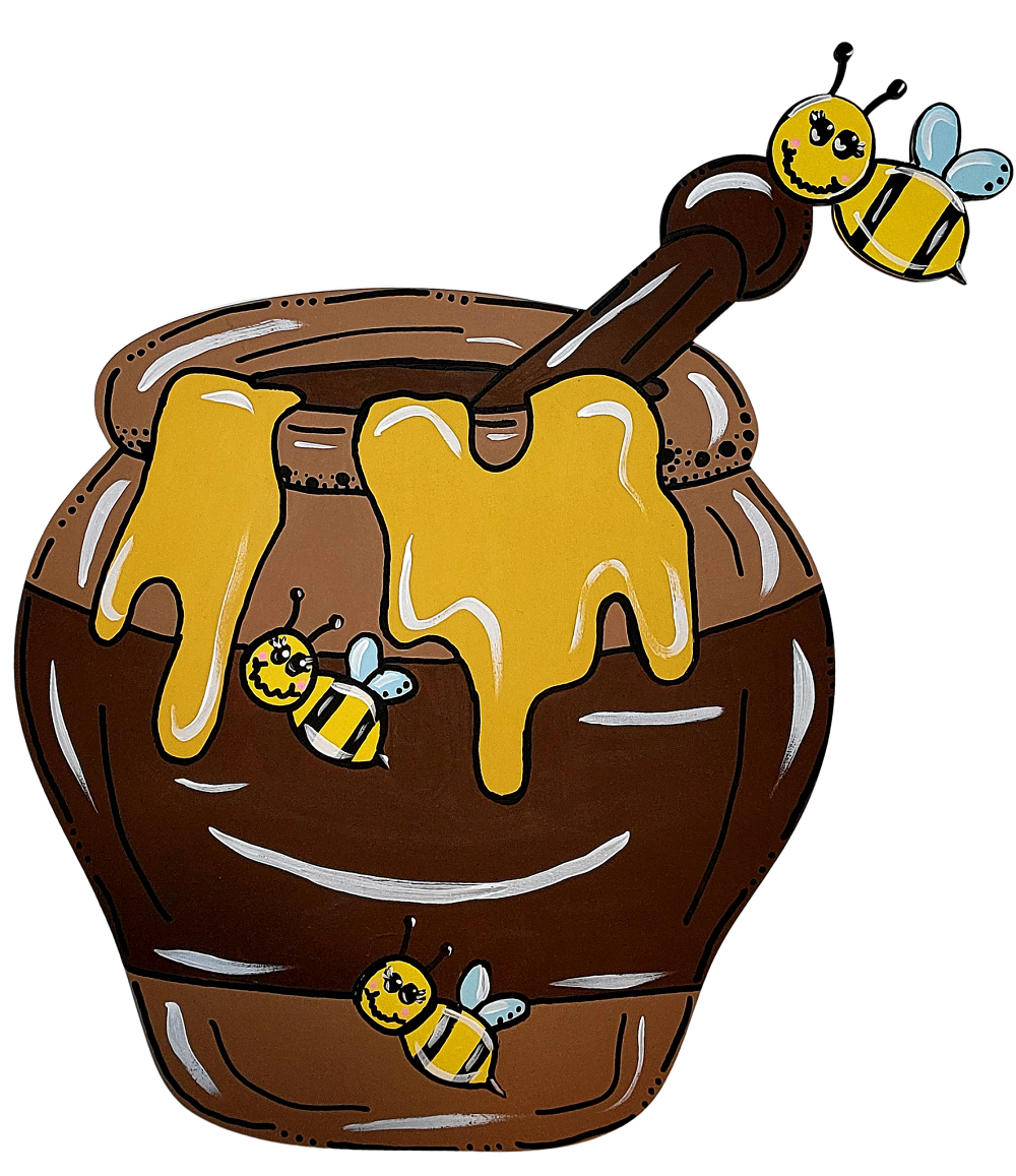 Design By Line Jar MDF Cutout Bees And Dripping Honey Design - Unfinished For DIY