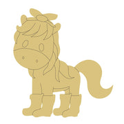 Design By Line Horse MDF Cutout With Rain Boots - Unfinished For DIY