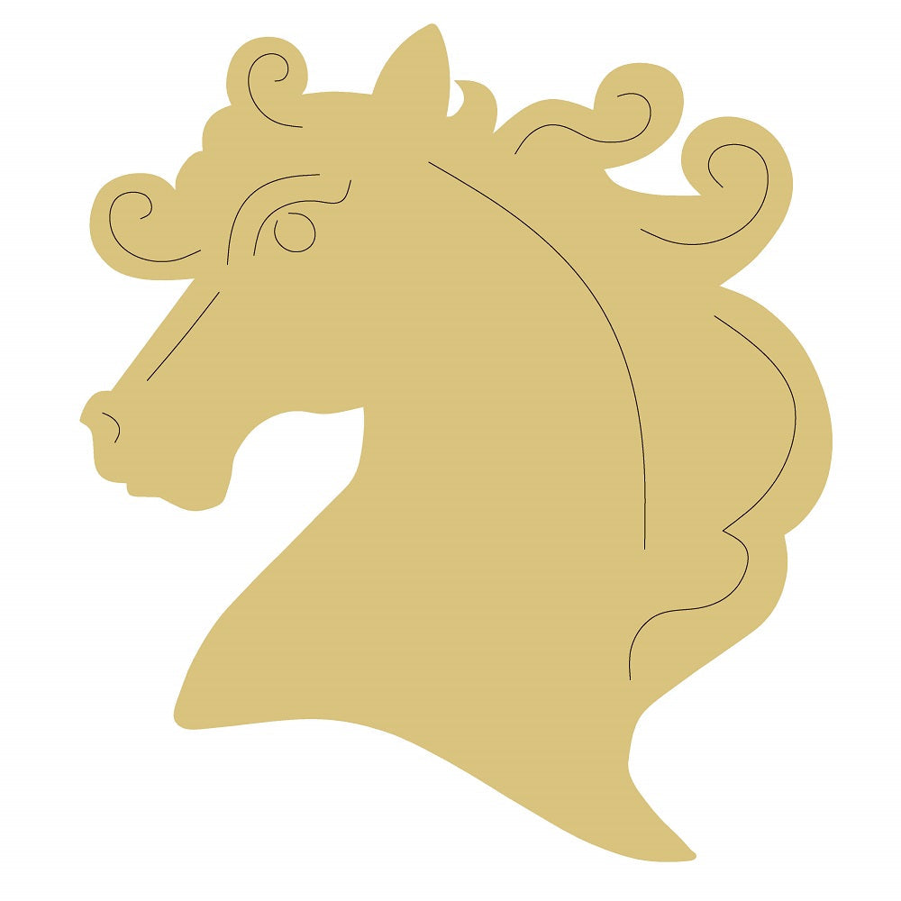 Design By Line Horse Head MDF Cutout Equine Silhouette - Unfinished For DIY