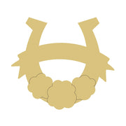 Design By Line Horseshoe MDF Cutout Floral And Banner - Unfinished For DIY