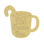 Design By Line Mug MDF Cutout Hot Cocoa Bar With Candy Cane - Unfinished For DIY