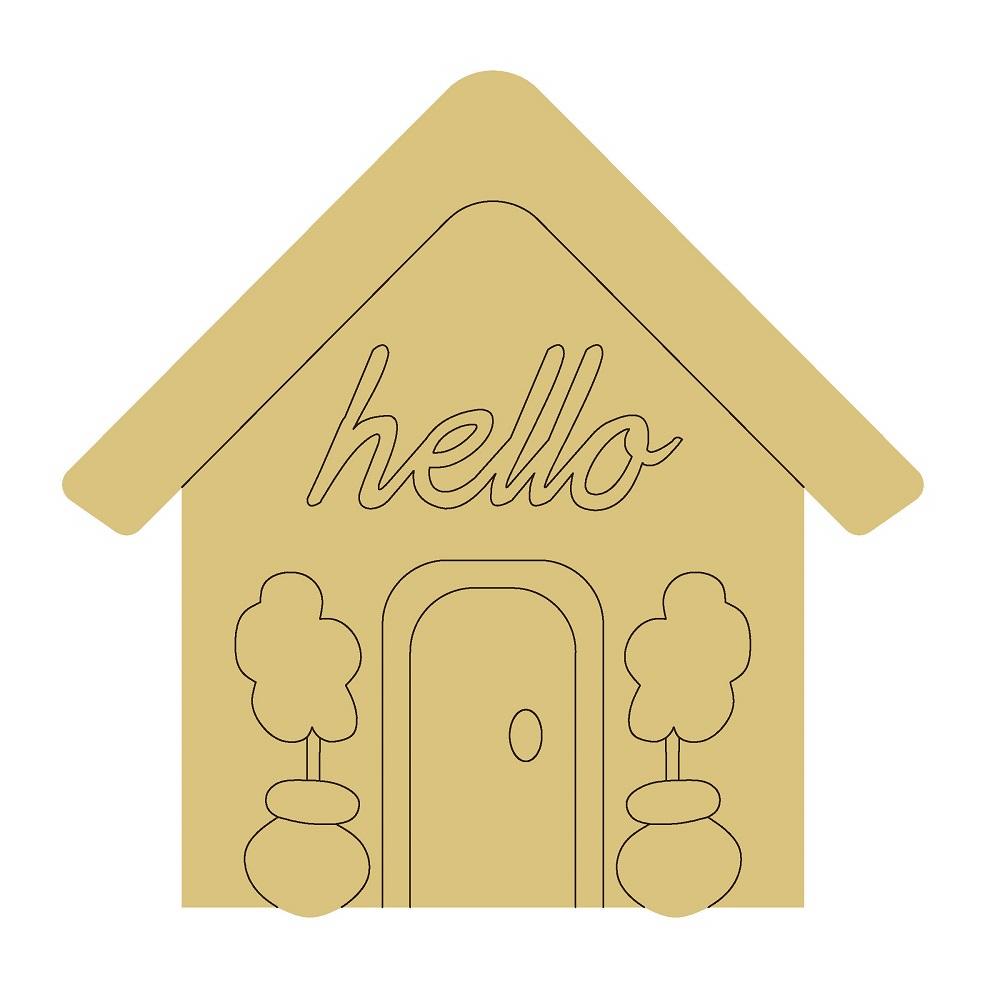 Design By Line House MDF Cutout Hello - Unfinished For DIY