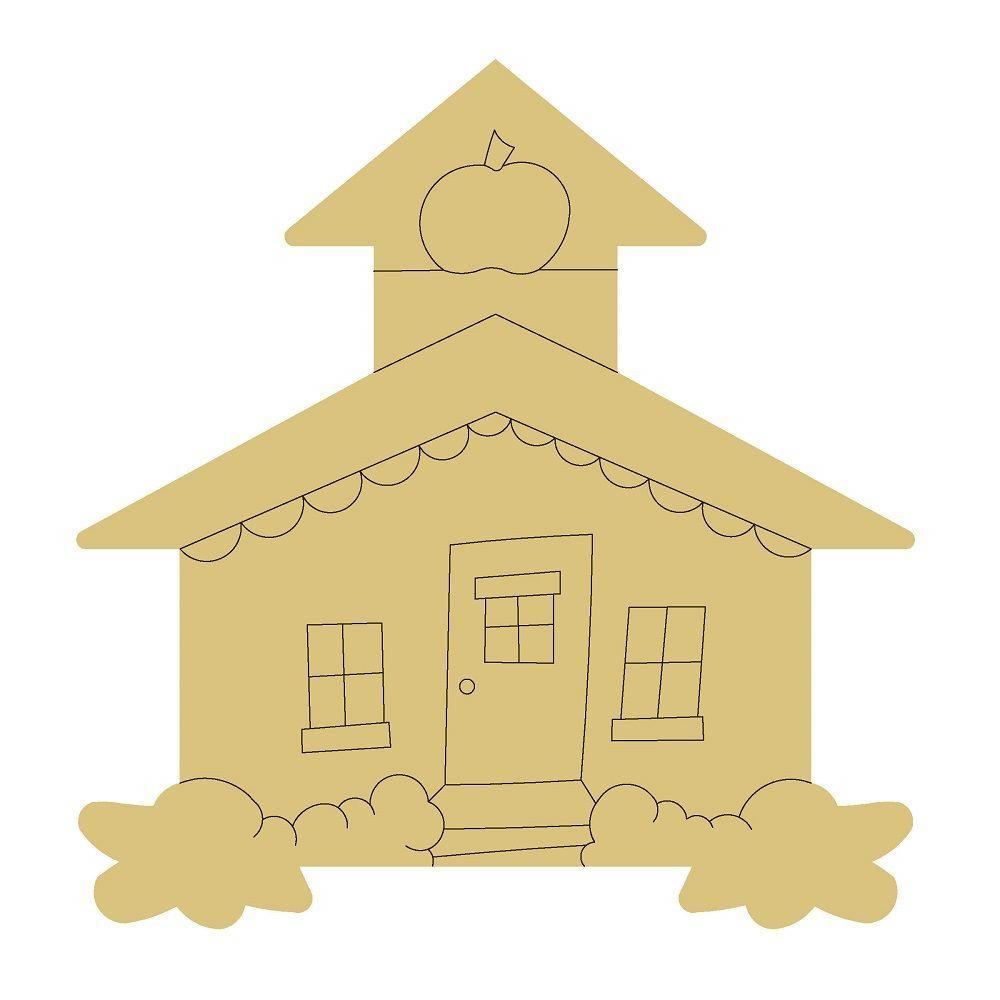 Design By Line School House MDF Cutout Apple - Unfinished For DIY