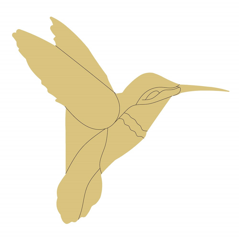 Design By Line Hummingbird MDF Cutout In Flight Silhouette - Unfinished For DIY