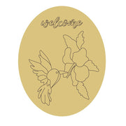 Design By Line Oval MDF Cutout Welcome Humming Bird With Flowers - Unfinished For DIY