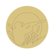 Design By Line Round MDF Cutout Duck Hunter Silhouette - Unfinished For DIY