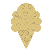 Design By Line Ice Cream Cone MDF Cutout Ice Cream Cone With Stars And Diamond Cone Pattern - Unfinished For DIY