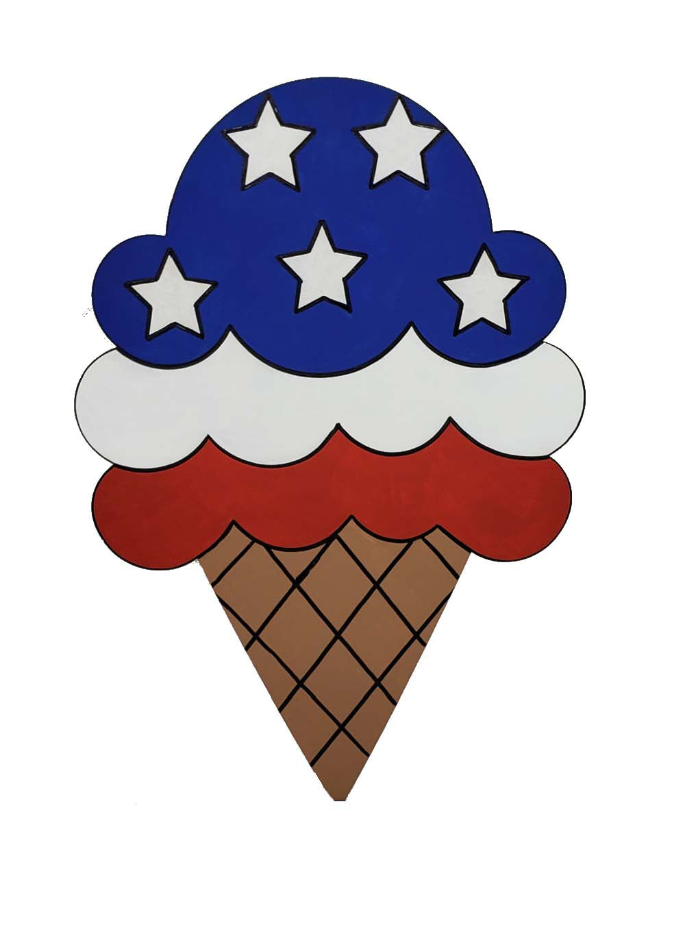Basic Shape Ice Cream Cone MDF Cutout Silhouette Style 2 - Unfinished For DIY