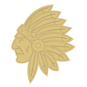 Design By Line Headdress Silhouette MDF Cutout Native American Chief Feathered Headdress - Unfinished For DIY