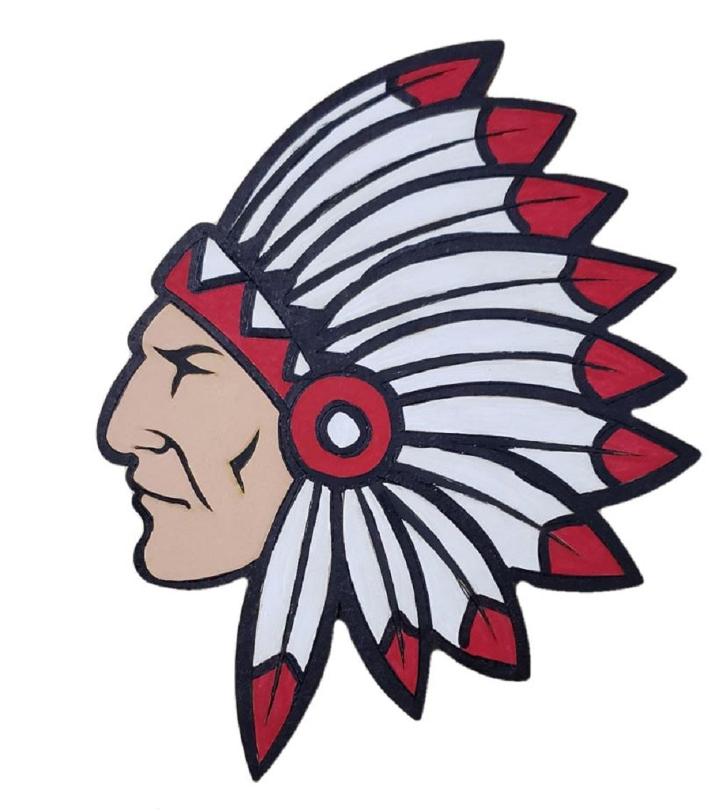 Design By Line Headdress Silhouette MDF Cutout Native American Chief Feathered Headdress - Unfinished For DIY