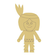 Design By Line Figure MDF Cutout Indian Boy - Unfinished For DIY