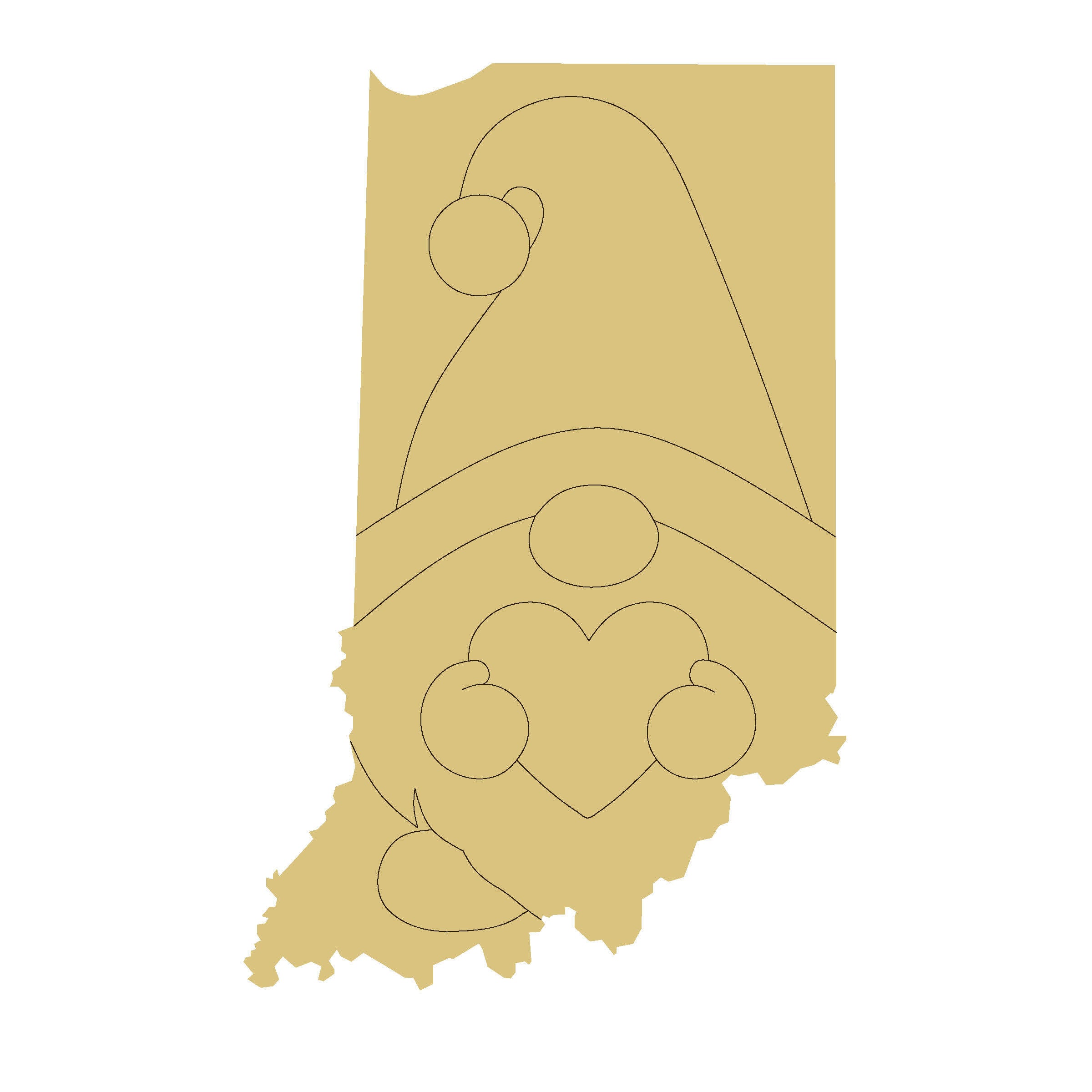 Design By Line Indiana Gnome With Heart MDF Cutout Silhouette - Unfinished For DIY