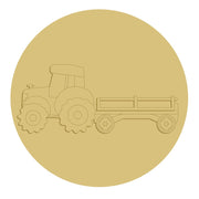 Basic Shape Interchangeable MDF Cutout Tractor With Wagon Silhouette - Unfinished For DIY