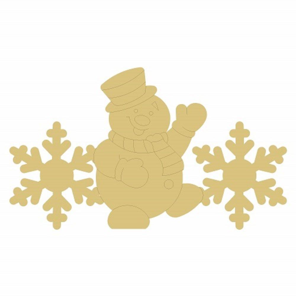 Design By Line Interchangeable MDF Cutout Winter Holiday Scenes Snowman With Snowflakes ABC And Love Word Art - Unfinished For DIY