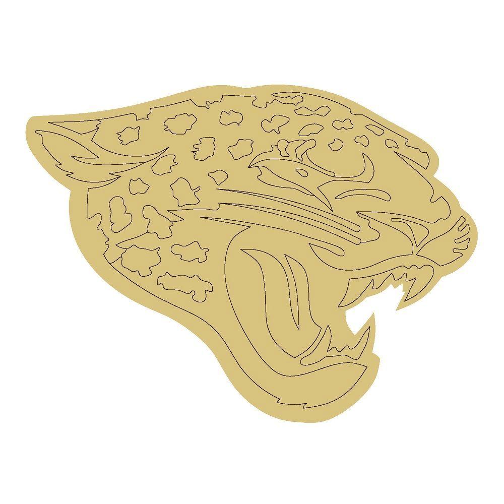 Design By Line Jaguar Head MDF Cutout Abstract Line Pattern - Unfinished For DIY