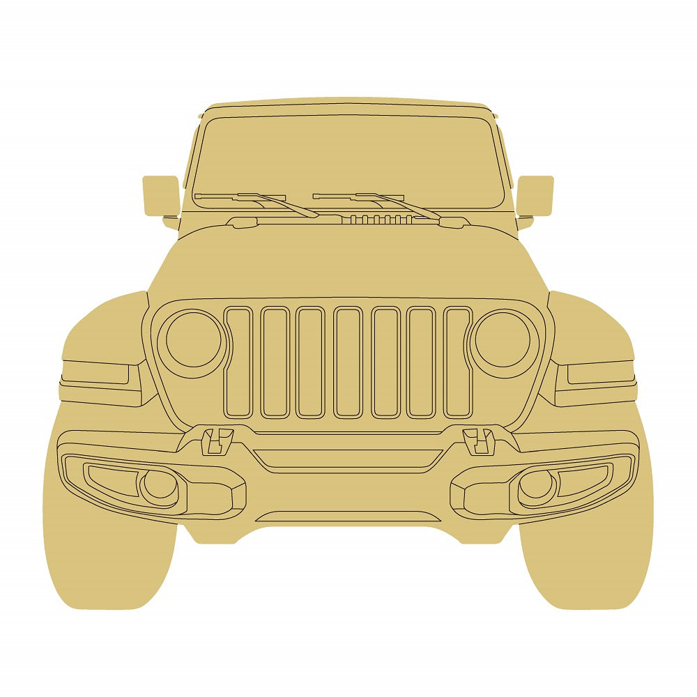 Design By Line Jeep Unfinished Wood Cutout Style 6 Art 1