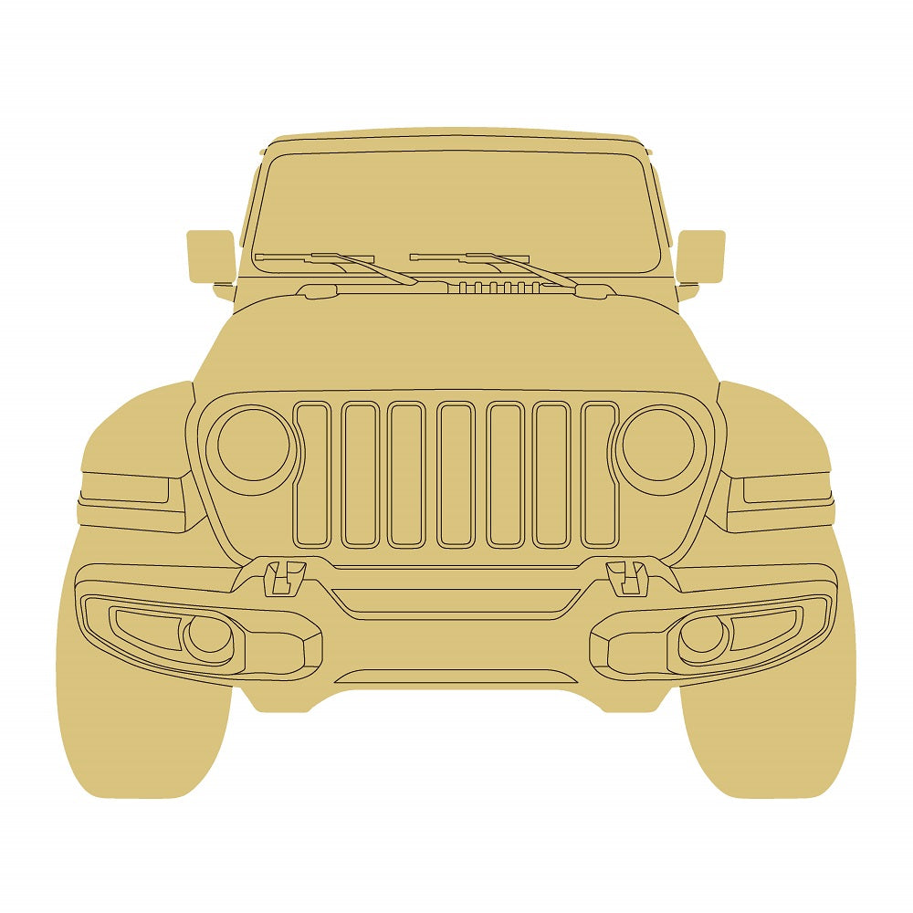 Design By Line Jeep Unfinished Wood Cutout Style 6 Art 1