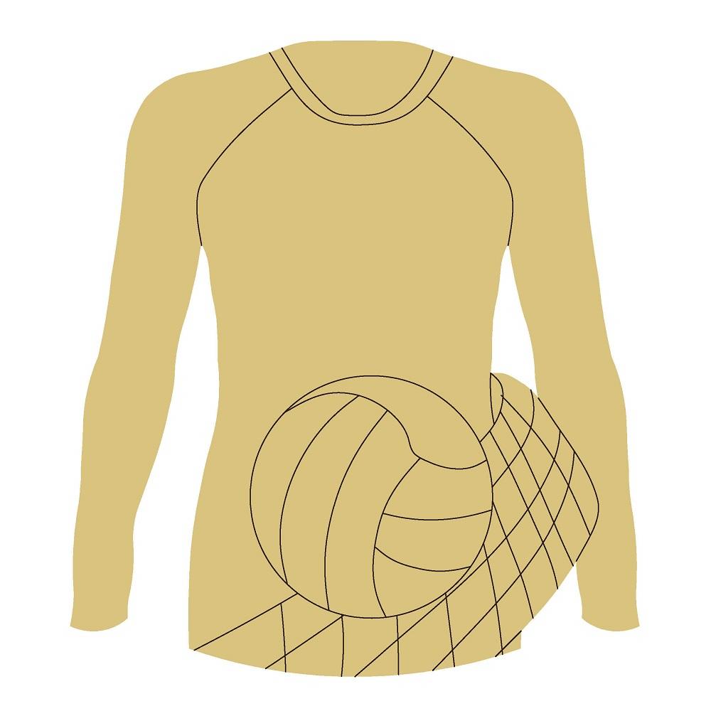 Design By Line Jersey MDF Cutout Volleyball Ball & Net Silhouette - Unfinished For DIY