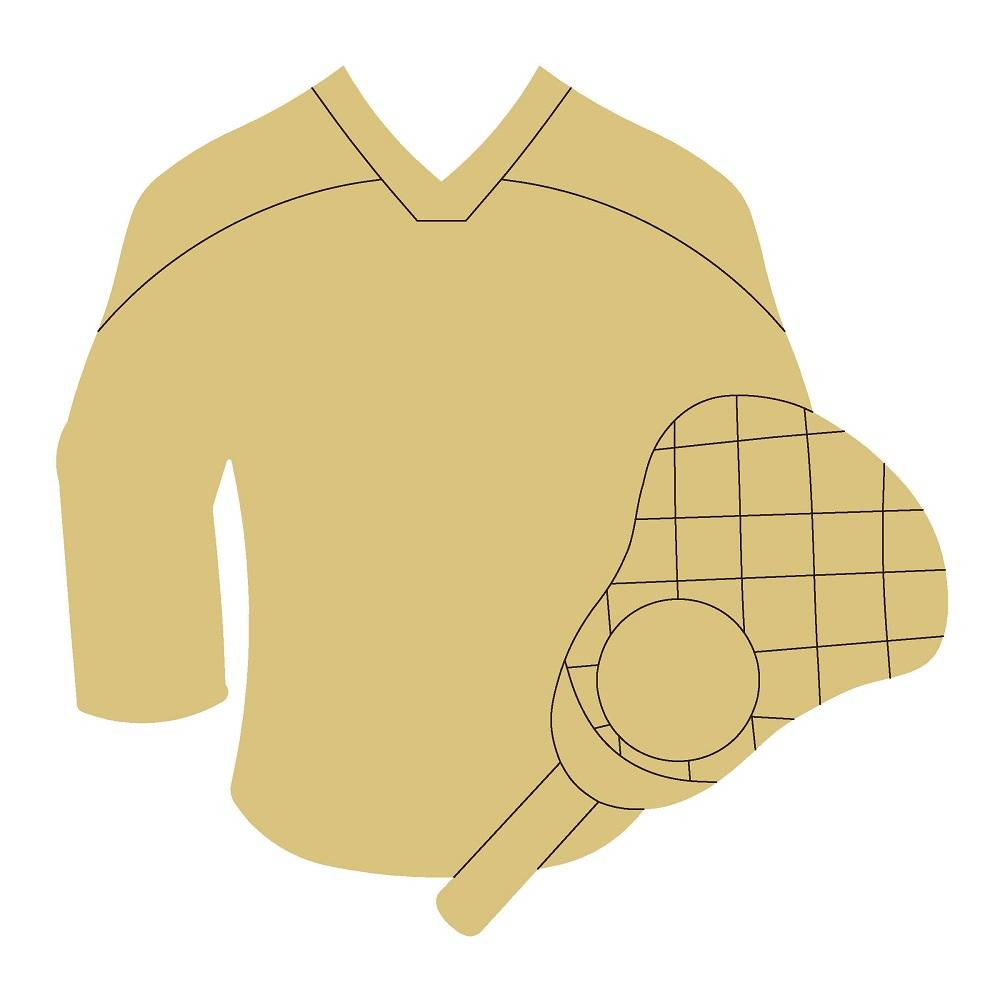 Design By Line Lacrosse Jersey MDF Cutout Silhouette Racket Ball - Unfinished For DIY