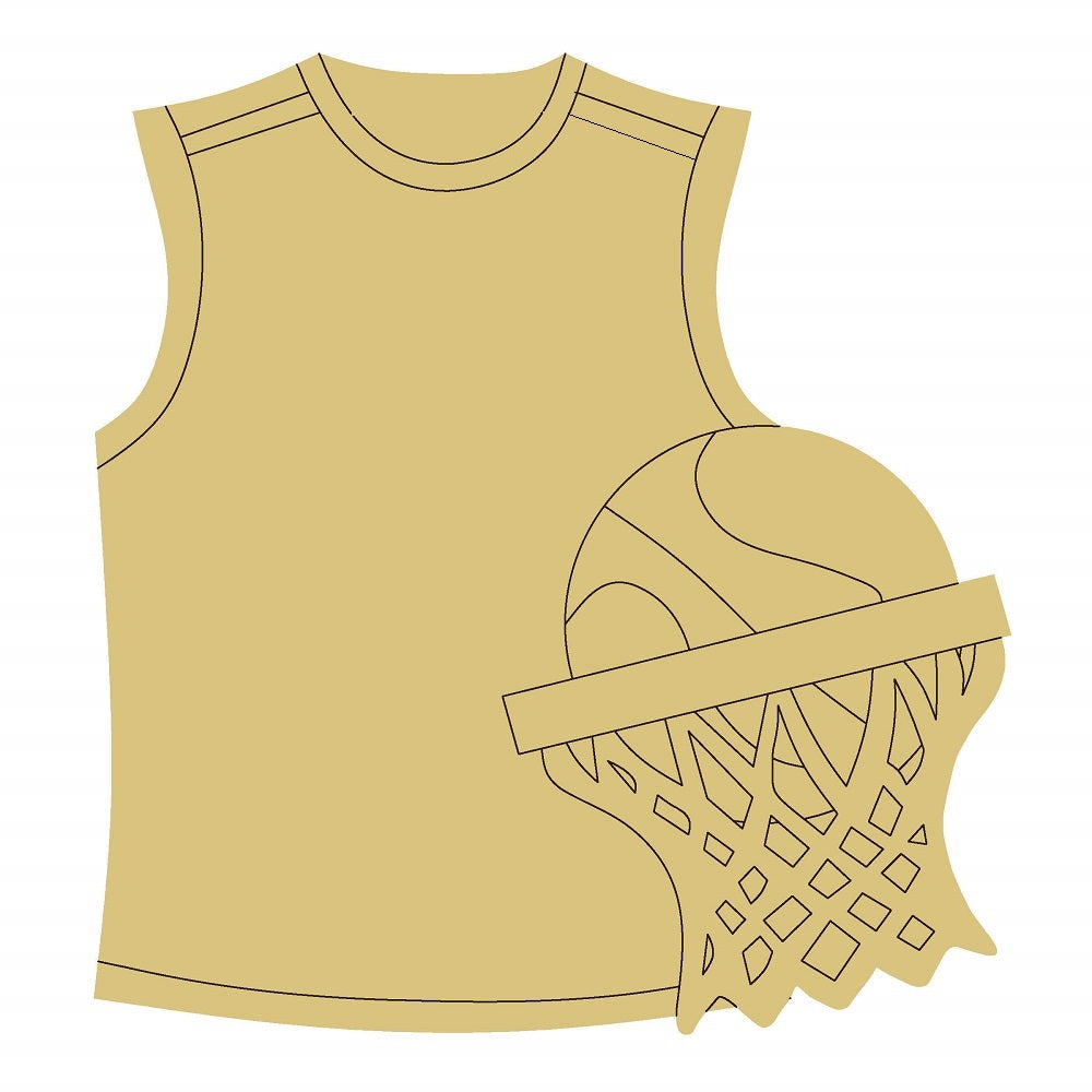 Design By Line Jersey MDF Cutout Basketball Net Overlay - Unfinished For DIY