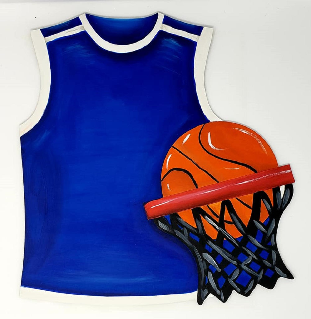 Design By Line Jersey MDF Cutout Basketball Net Overlay - Unfinished For DIY