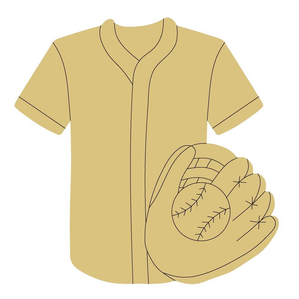 Design By Line Jersey MDF Cutout Baseball Glove And Ball Silhouette - Unfinished For DIY