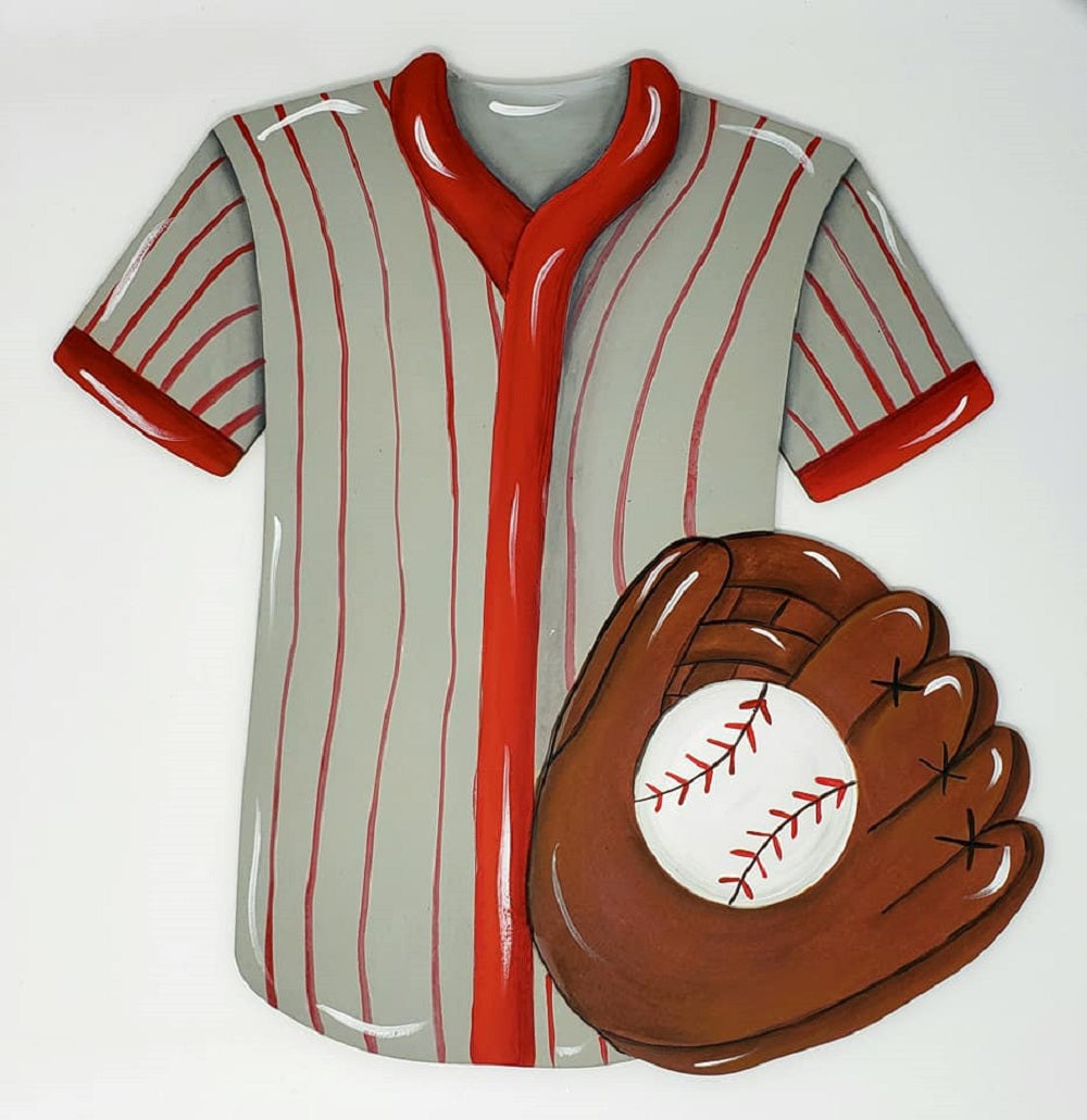 Design By Line Jersey MDF Cutout Baseball Glove And Ball Silhouette - Unfinished For DIY