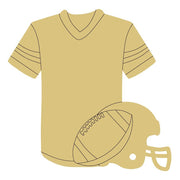 Design By Line Jersey MDF Cutout Football Helmet And Ball - Unfinished For DIY