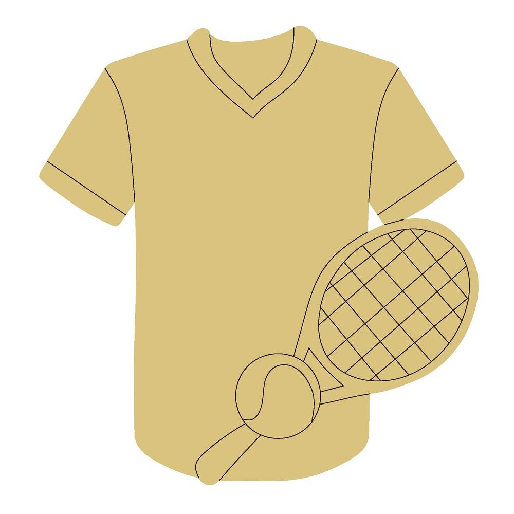 Design By Line T-Shirt MDF Cutout Tennis Racket On Jersey - Unfinished For DIY