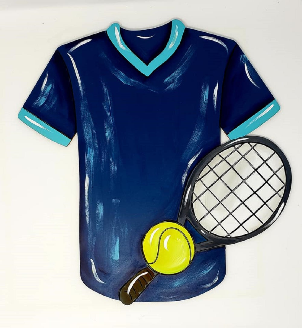 Design By Line T-Shirt MDF Cutout Tennis Racket On Jersey - Unfinished For DIY