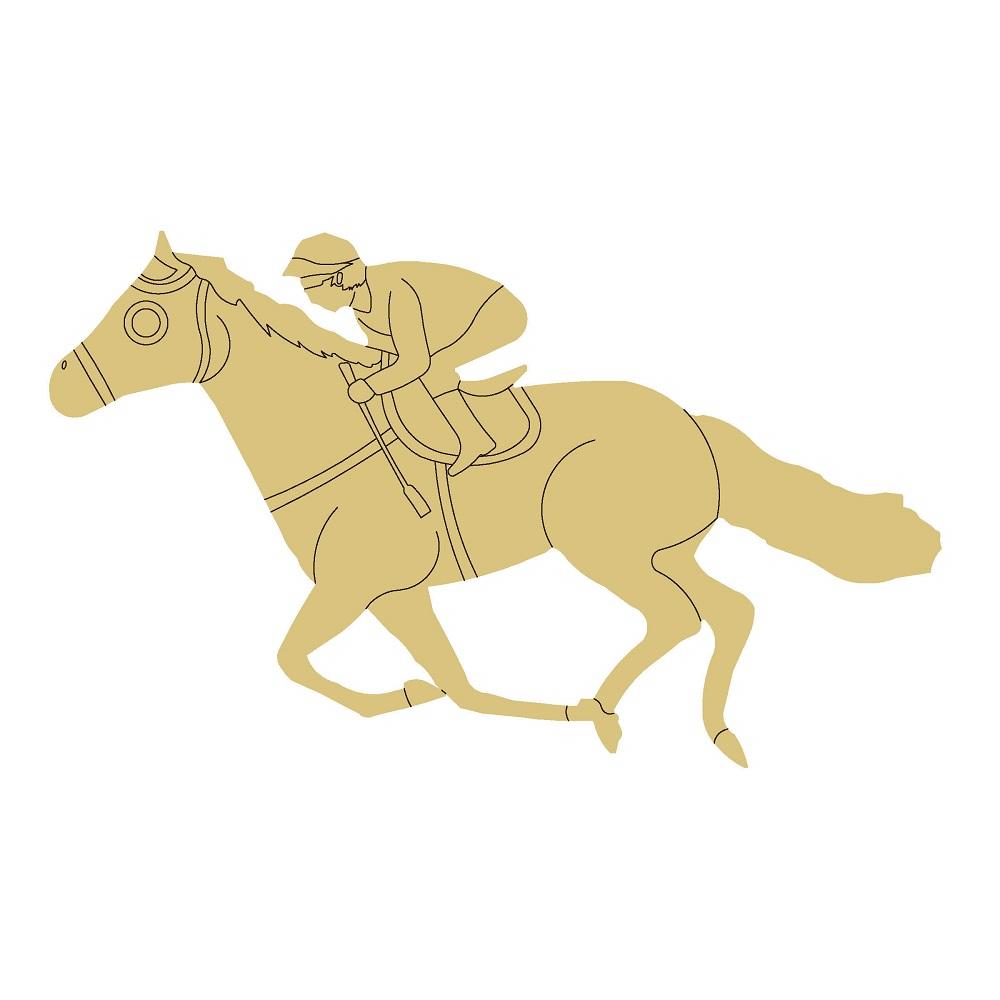 Design By Line Horse With Rider MDF Cutout Jockey Silhouette - Unfinished For DIY