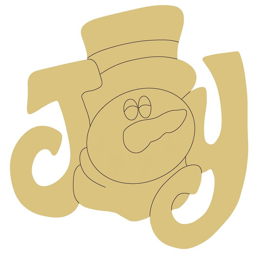 Design By Line Joy MDF Cutout  Snowman With Top Hat - Unfinished For DIY