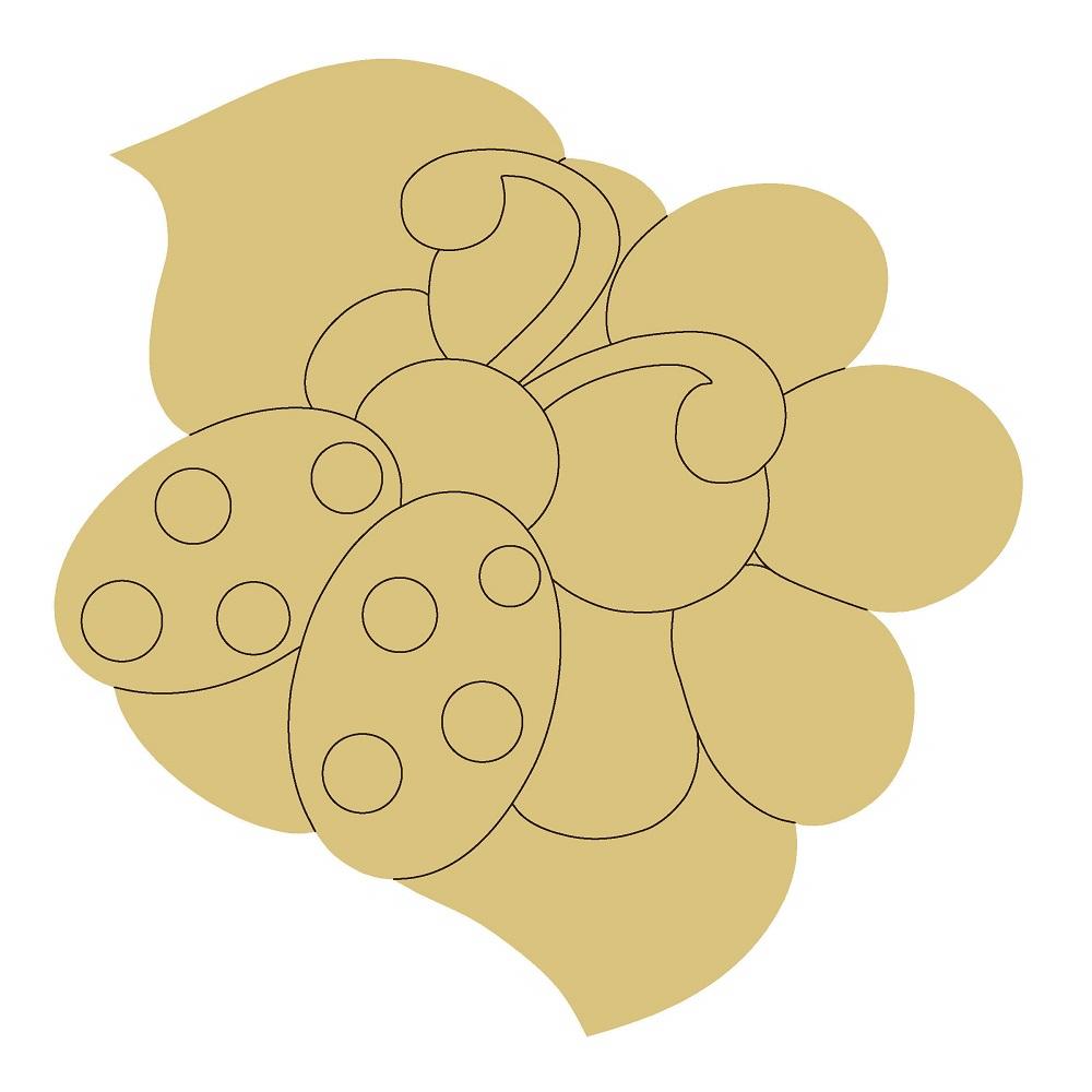 Design By Line Flower MDF Cutout Lady Bug On Flower - Unfinished For DIY