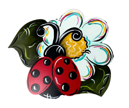 Design By Line Flower MDF Cutout Lady Bug On Flower - Unfinished For DIY