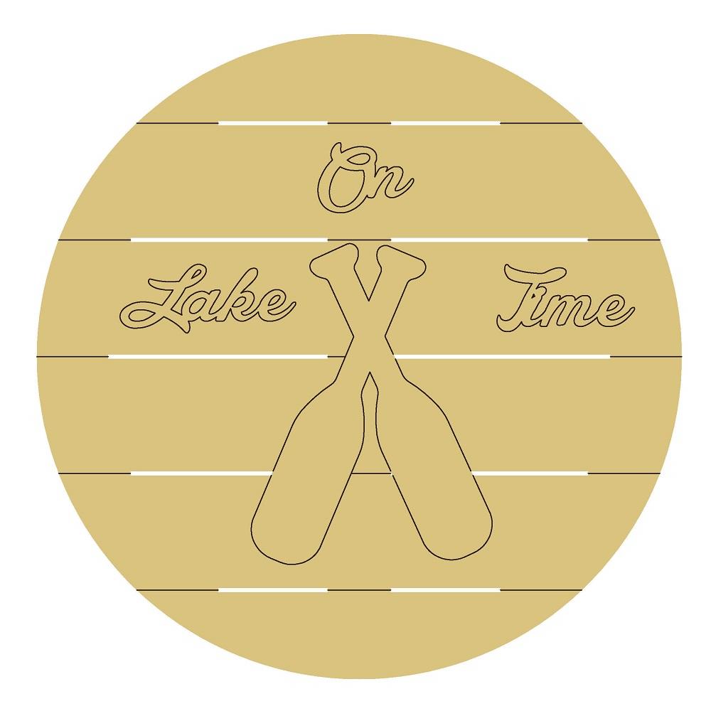 Design By Line Round MDF Cutout On Lake Time Paddles - Unfinished For DIY