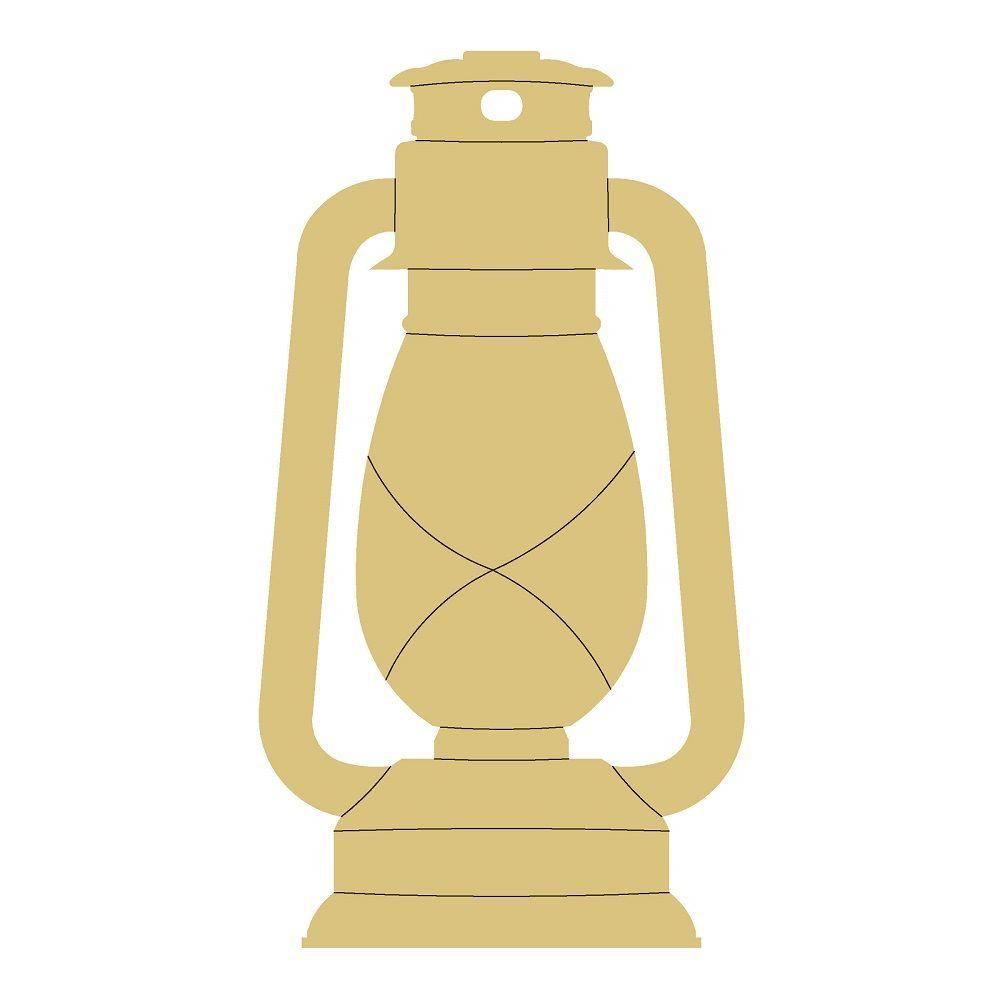 Design By Line Lantern MDF Cutout With Criss-Cross Glass Detailing - Unfinished For DIY