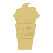 Design By Line You a Latte MDF Cutout Heart  - Unfinished For DIY