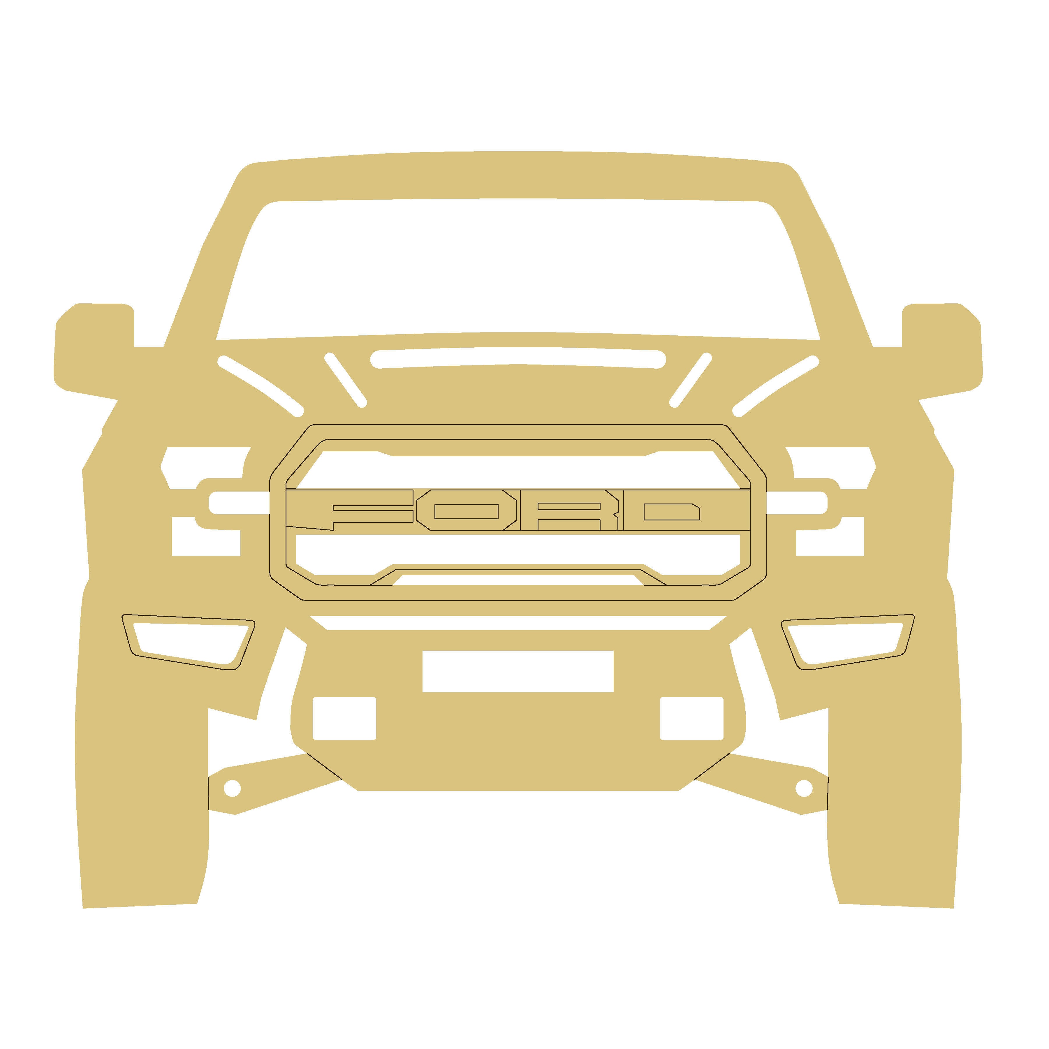 Design By Line Pickup Truck MDF Cutout Ford Front Grille Silhouette - Unfinished For DIY
